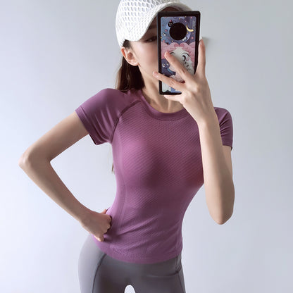 T-shirt ajusté à séchage rapide, vêtements de yoga extensibles pour la course à pied