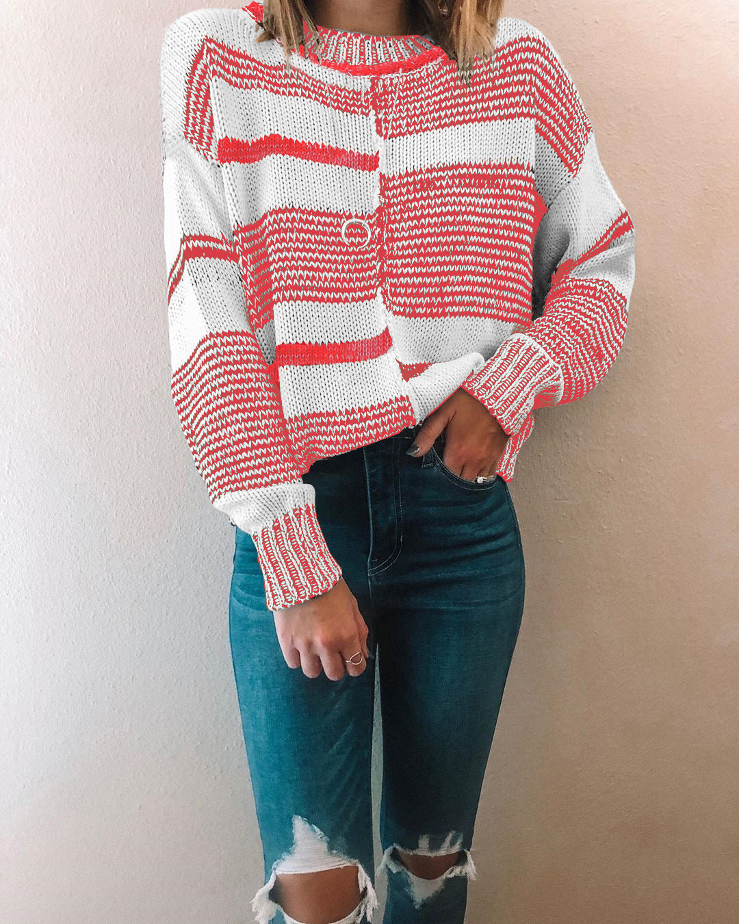 Pull surdimensionné à épissure pour femme