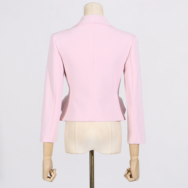 Women's Spring Fashion V-neck Three-dimensional Rose Splicing Coat