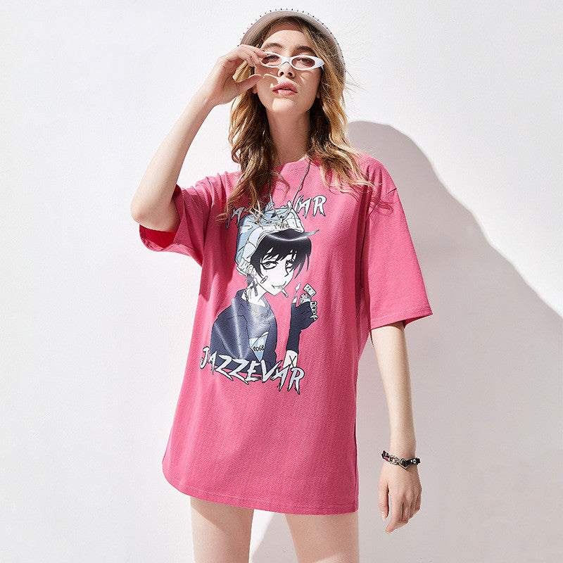 Cotton Cartoon Printed Fashion Three-quarter Short Sleeve