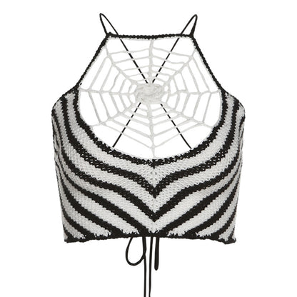 Women's Contrast Color Spider Web Knitted Vest