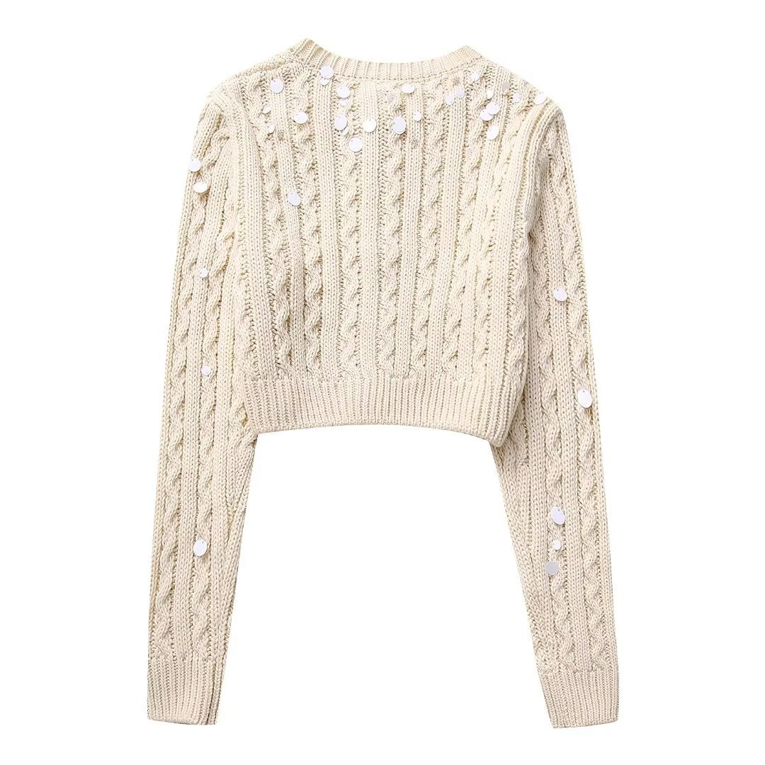 Elegant Slim-fit Sequined Sweater