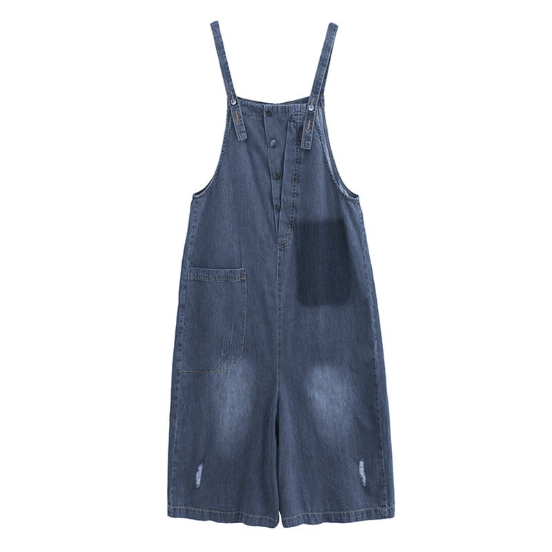 New Large Size Denim Overalls Women's Loose Casual