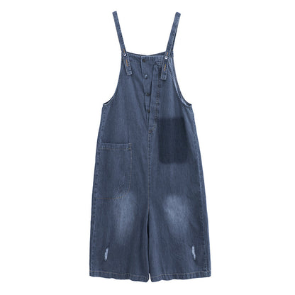 New Large Size Denim Overalls Women's Loose Casual