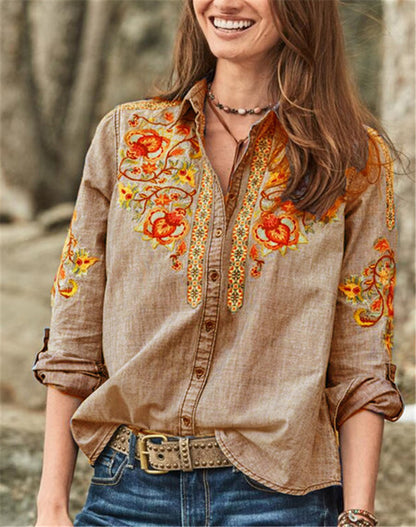 Embroidered lapel shirt