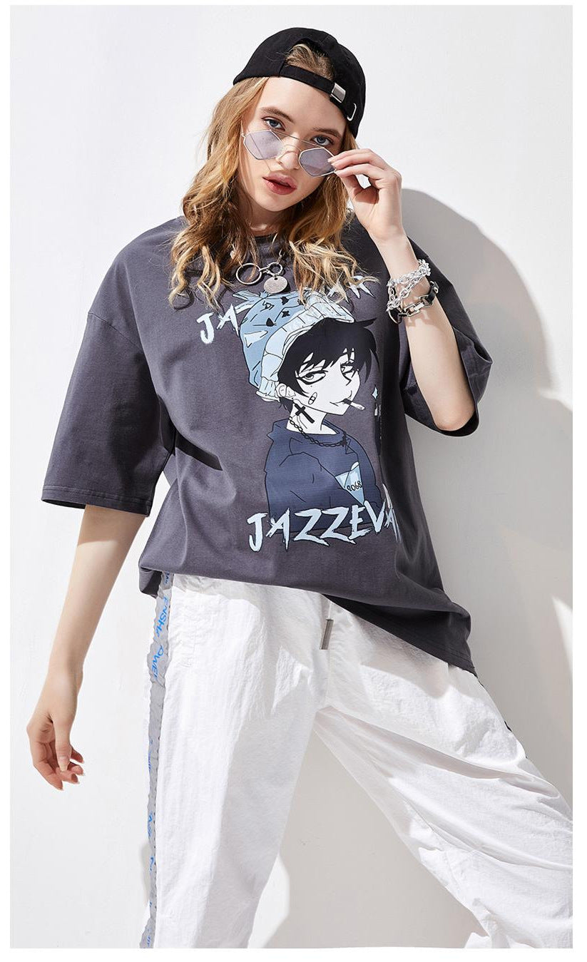 Cotton Cartoon Printed Fashion Three-quarter Short Sleeve