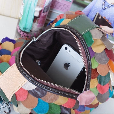 Women's Portable Messenger Bag When Stitching The New Leather Sheepskin