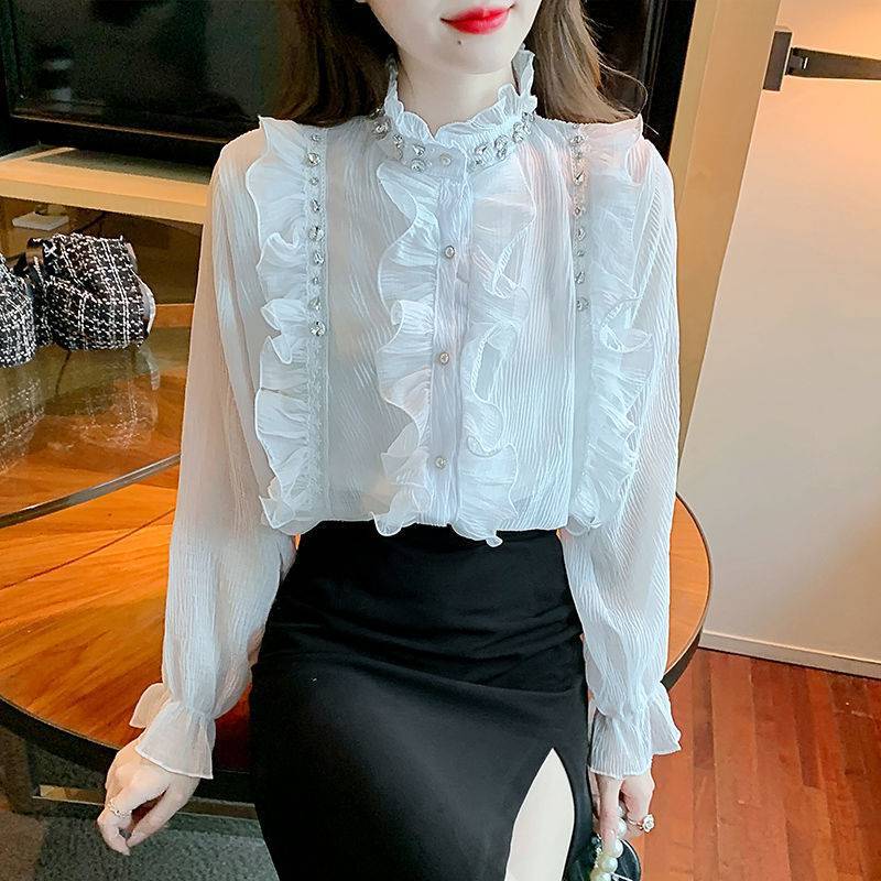 Women's Pure Desire Chiffon Fashion Fungus Edge Top Shirt