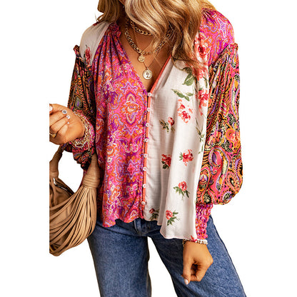 Women's Polyester Floral Print Shirt Female Casual