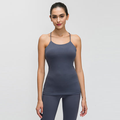 New solid color yoga vest women