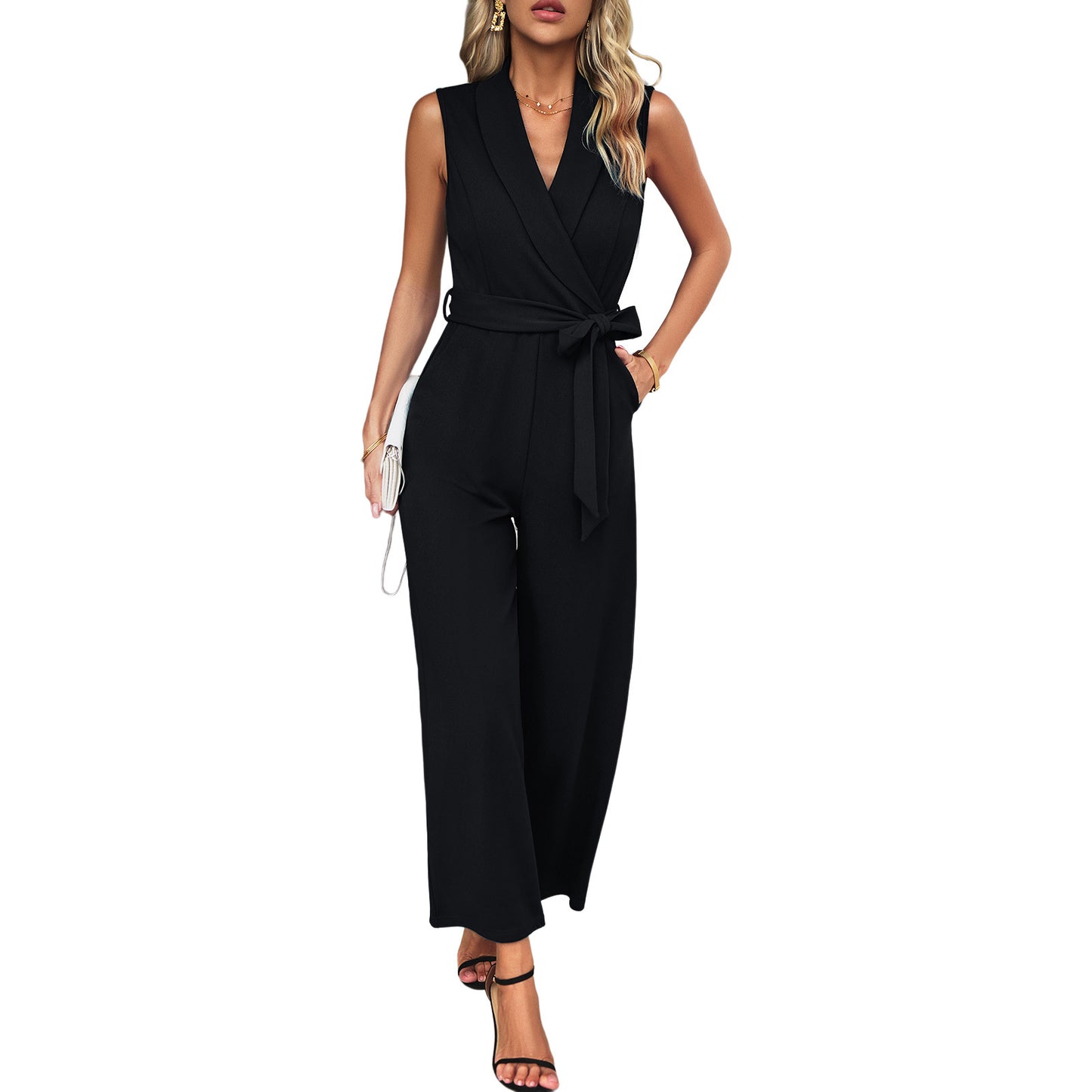 Leisure Commute Trousers Sleeveless Jumpsuit For Women