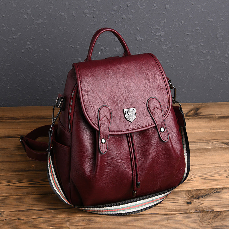 Retro Handmade Color Casual Soft Leather Backpack