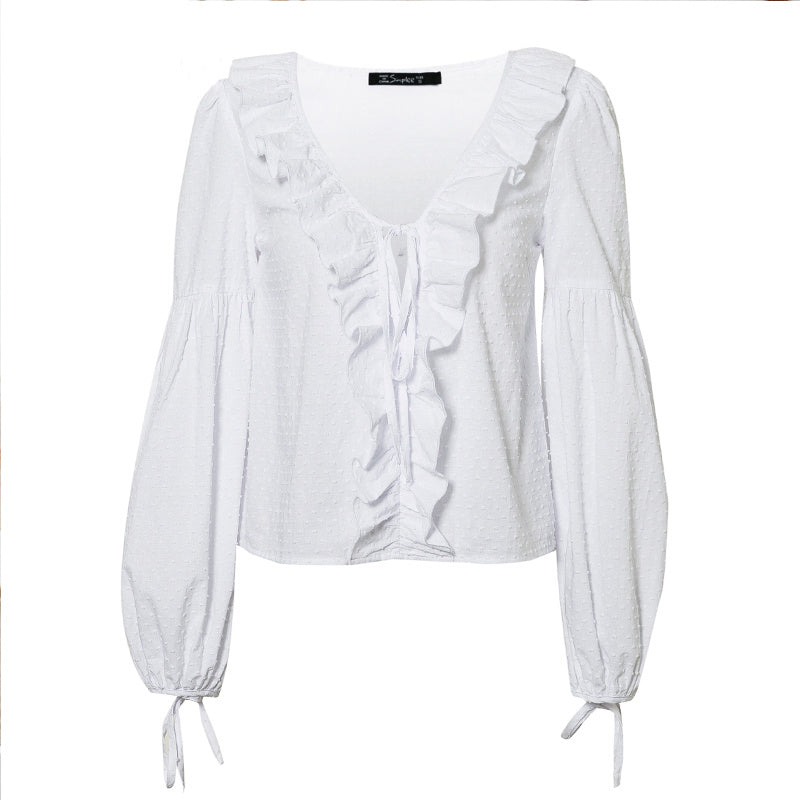 Ruffled Loose Casual All-Match Long-Sleeved Shirt