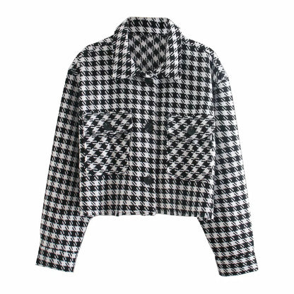 Camisa holgada a cuadros para mujer en otoño e invierno.