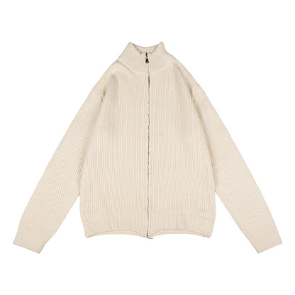 Manteau pull japonais en tricot doux à double fermeture éclair