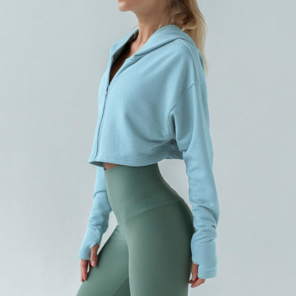 Pull court à fermeture éclair pour femme, taille haute, ample et fin