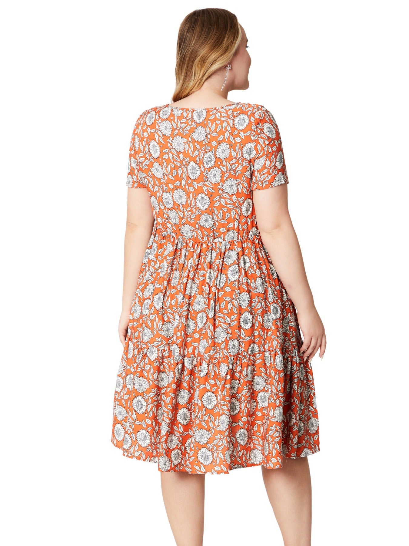 Short Sleeve Printed Rayon Dress