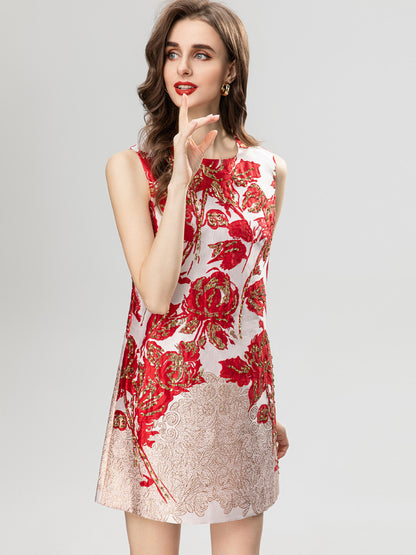 Fashion Princess Style Jacquard Short Dress