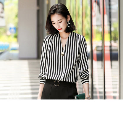 V-neck striped shirt