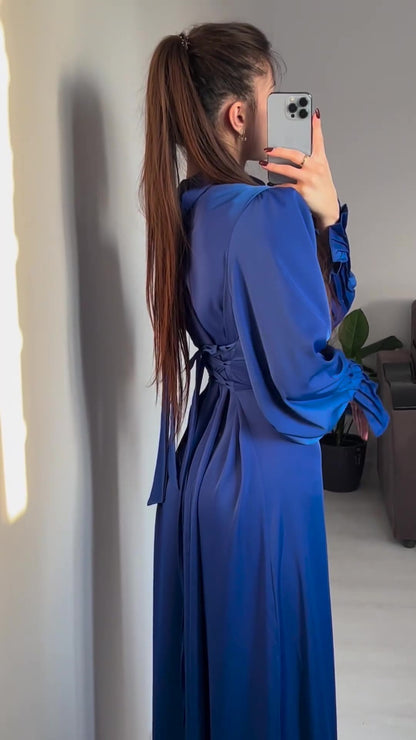 Vestido ajustado y atado con cintura plisada nuevo para mujer