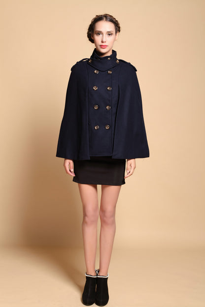 Uniforme de l'armée de Fan, manteau de style Cape, manteau en laine à double boutonnage pour femmes