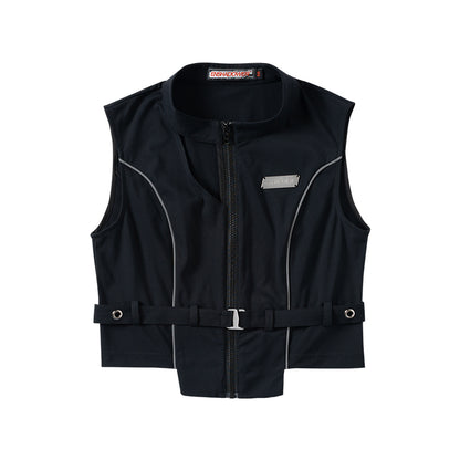 Hider New Black Reflective Strip Deconstructed Vest Women