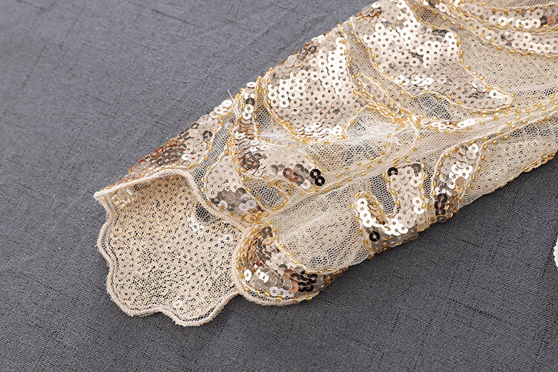 Haut de grande taille en maille polyvalente, manches longues, paillettes perlées, dentelle amincissante