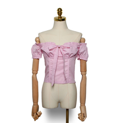 Chemise sexy à manches courtes et col nœud papillon pour femme