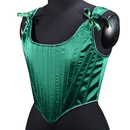 Satin Tunic Sexy Strap Slim Fit Cropped Fishbone Corset