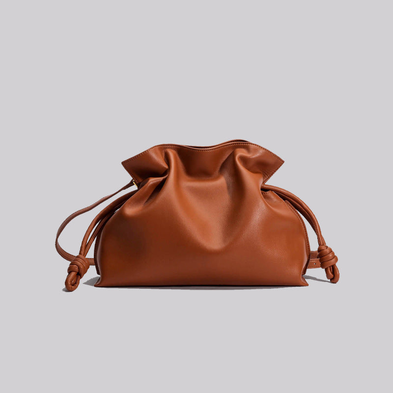 Bolso de mano de piel de vaca plisado de moda para mujer