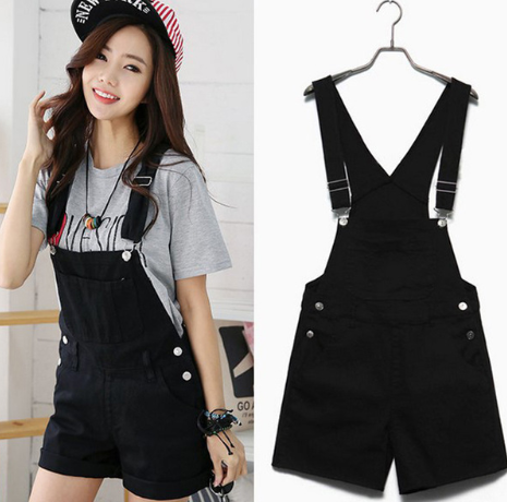 Candy-colored denim strap denim overalls female jumpsuit