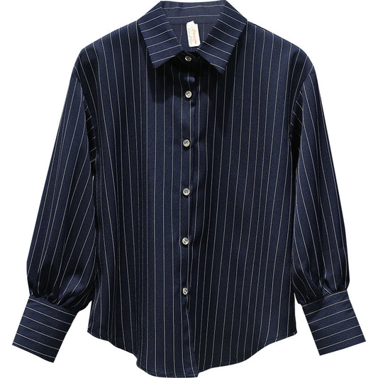 Top Professional Temperament Chic Small Striped Shirt Female Design Sense Niche Shirt