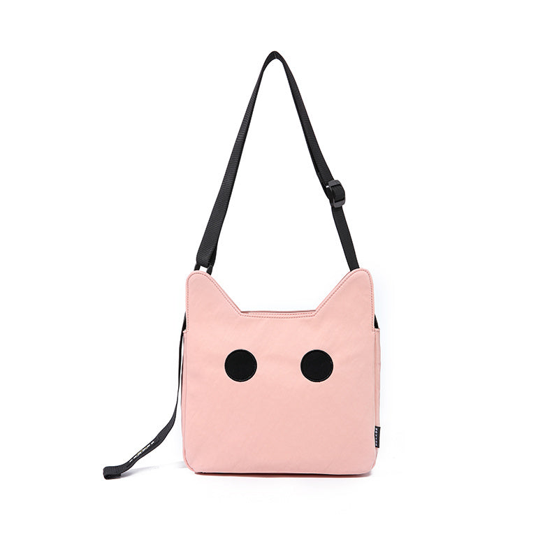 Bolso bandolera de lona de nailon de gran capacidad con forma de gato