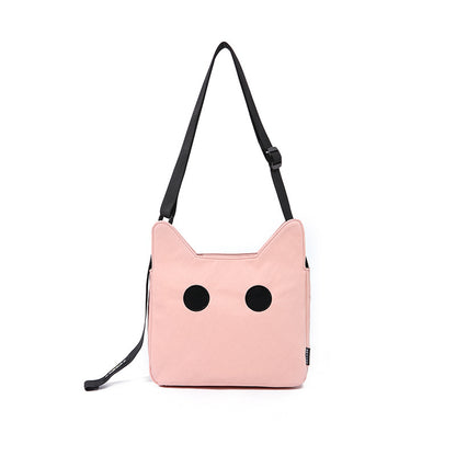 Bolso bandolera de lona de nailon de gran capacidad con forma de gato