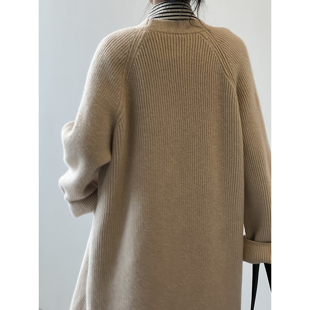 Sweater Cardigan Coat Women's Mid-length