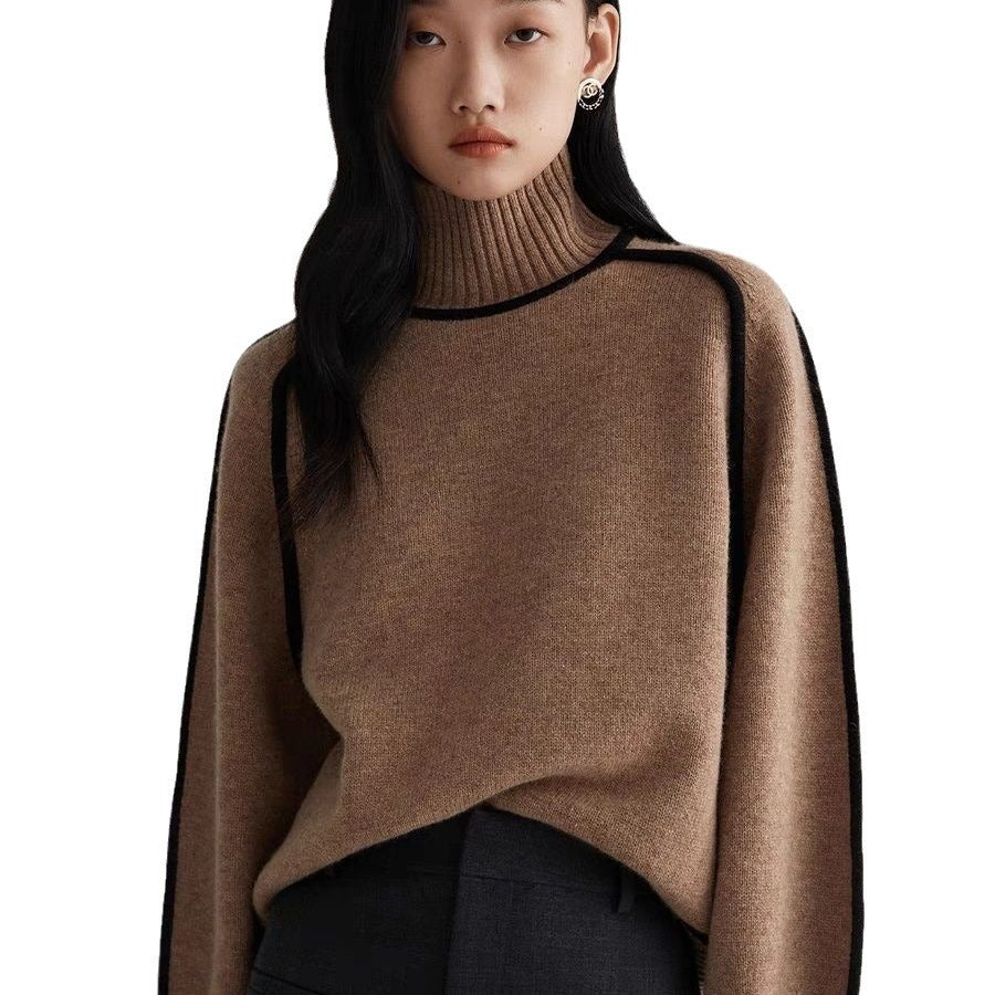 Autumn And Winter Half Turtleneck Three-dimensional Casual Loose Pullover Knitted Sweater