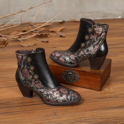 Women's Retro Flower European And American Women's Fashion Shoes