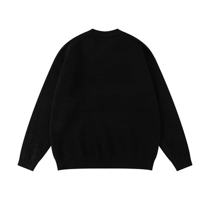 Hip Hop Flocking Jacquard Round Neck Sweater