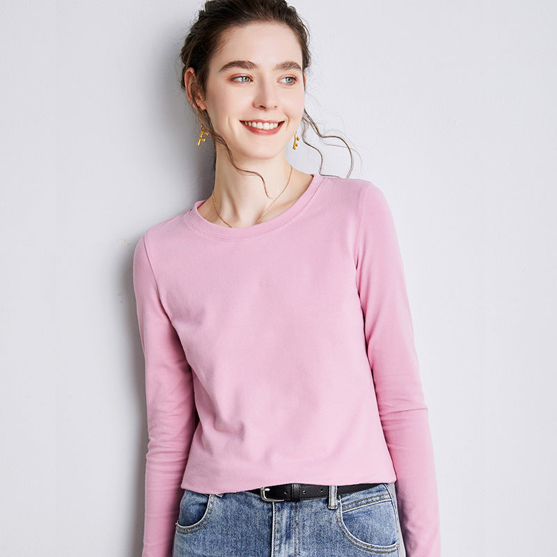 Base Shirt Round Neck T-shirt Loose Solid Color Simple Top