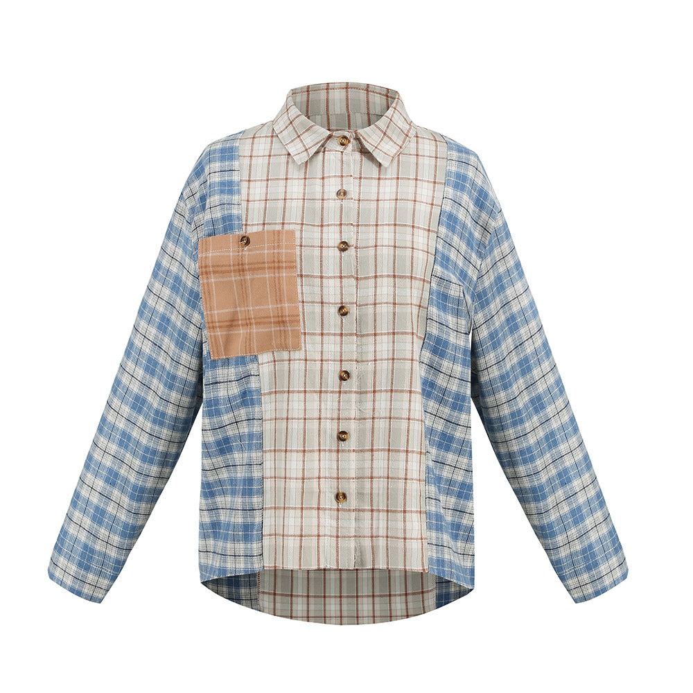 Multicolor Paneled Jacket Cardigan Single Breasted Shirt