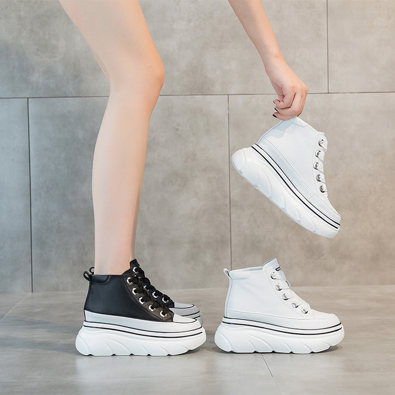 Platform High-top Shoes Casual Sports Skate Shoes All-match Height Increasing Insole Women's Shoes White Shoes