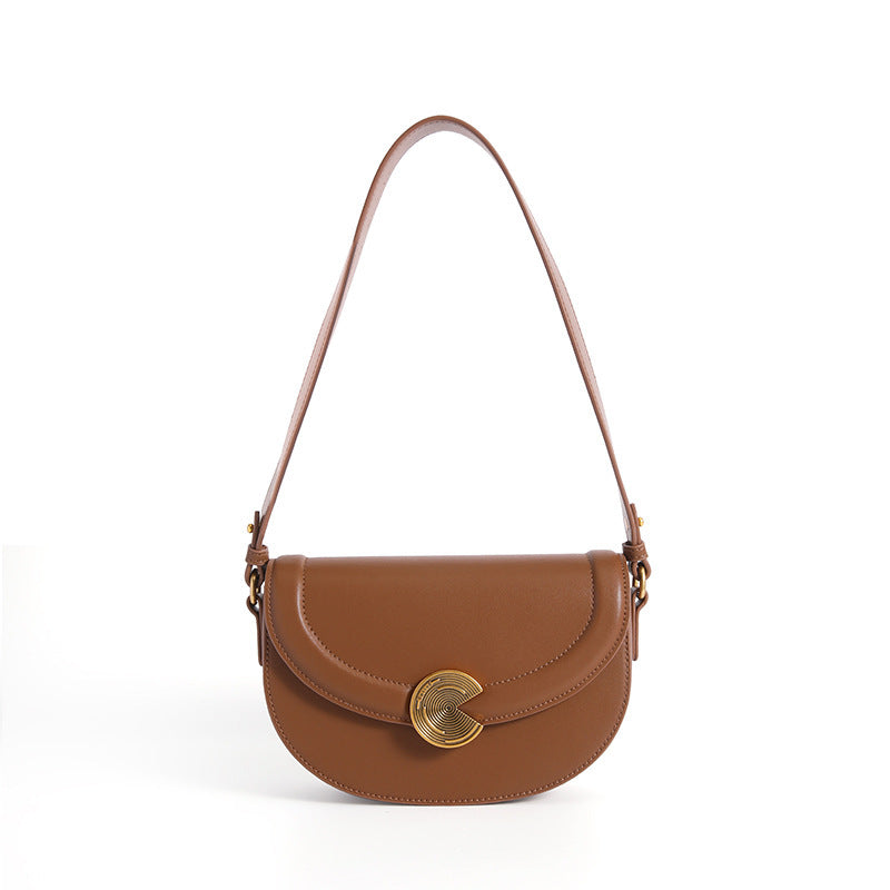 Women's Hand-carrying Genuine Leather Semi-circular Saddle Bag