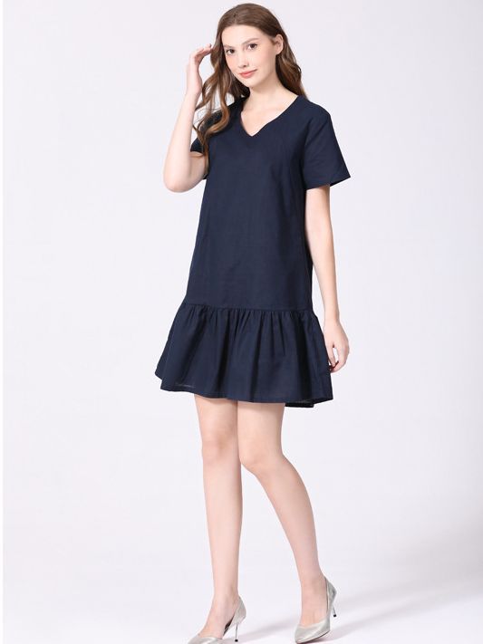 Pregnant Women Plus Size Dress Casual Short Sleeve Cotton And Linen