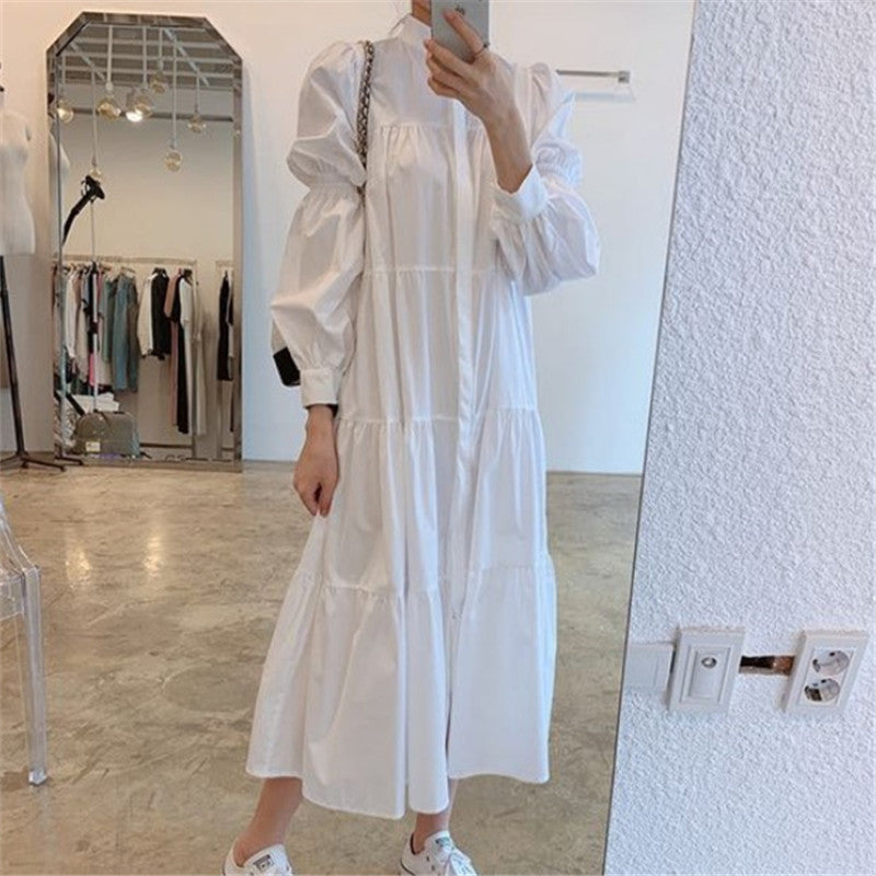 Women's Fashion Puff Sleeve Shirt Dress