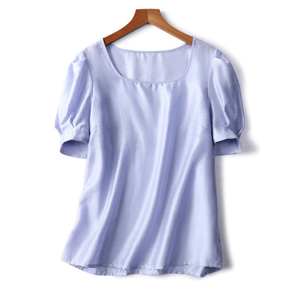 Women's French Elegant Square Neck Short Sleeve Shirt