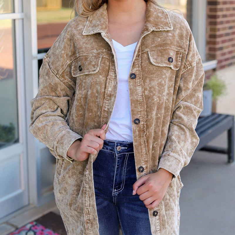 Long European And American Thigh-length Loose Casual Jacket