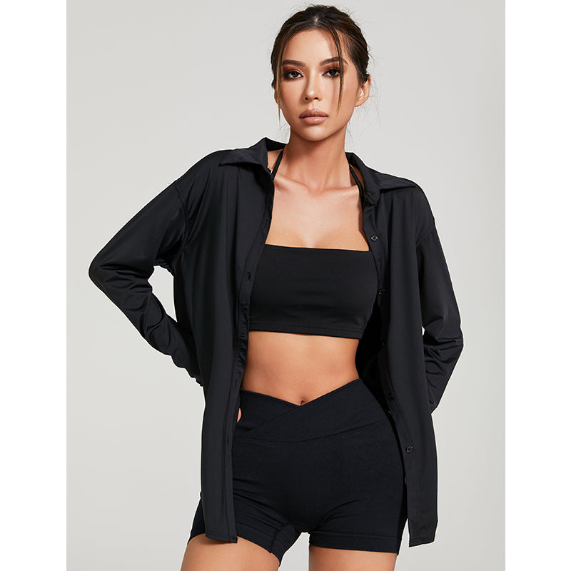 Boutons de revers de manteau de chemise de sport pour les femmes