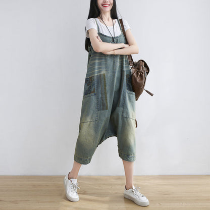 Large Size Loose Crotch Two Wear Culottes Overalls