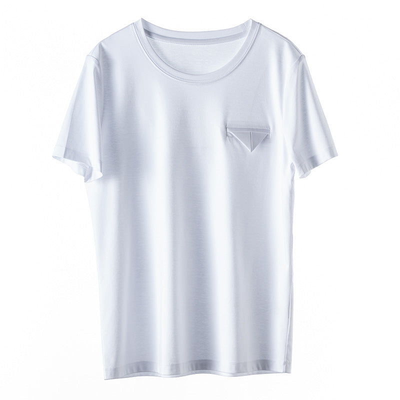 T-shirt en coton et soie pour femmes, ample, à la mode, Design Triangle