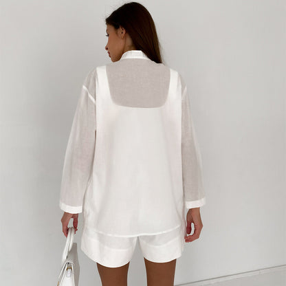 Ensemble décontracté de niche blanc ample avec short